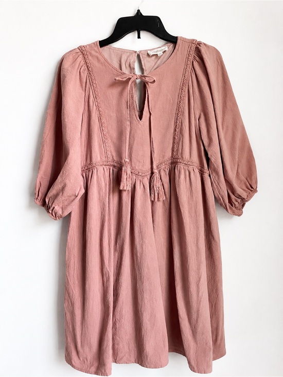Listicle Dresses & Skirts - Listicle Dusty Rose Tassel Cotton Babydoll Mini Dress NWOT